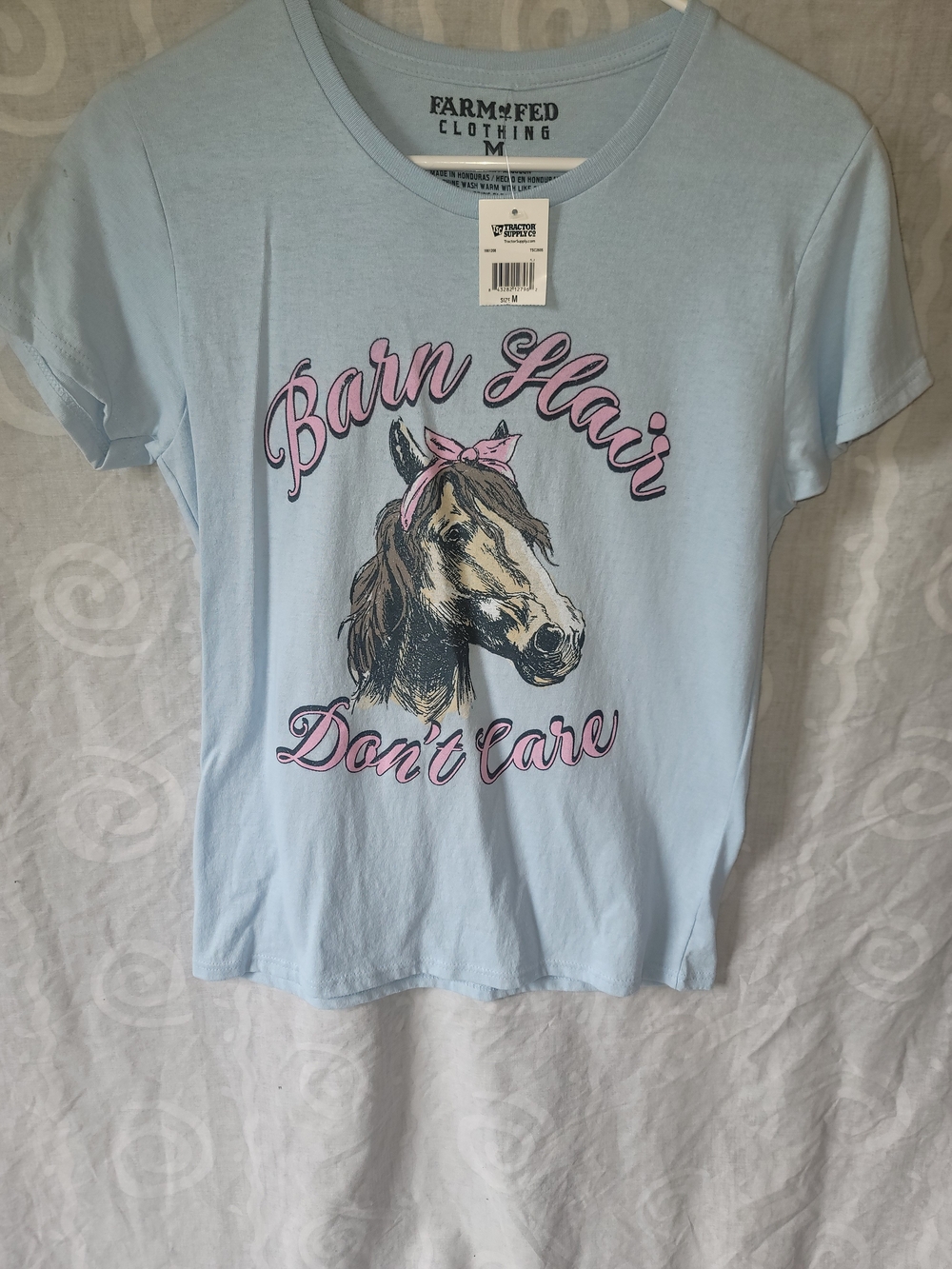 Farm+Fed Light Blue 'Barn Hair Don't Care' Graphic Tee - Womens